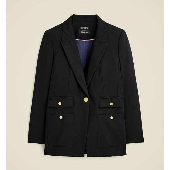 J.Crew Vivienne Blazer Italian Bi Stretch Wool Blend Black Classic $348 US 0 NWT - Picture 6 of 16